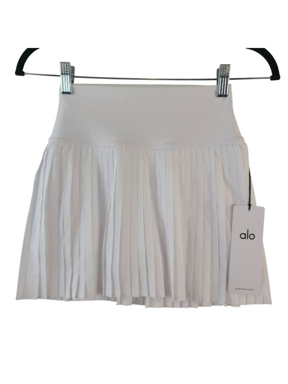 NEW Alo Yoga Grand Slam White Pleated Tennis Skirt With Built-In Shorts Sz XS